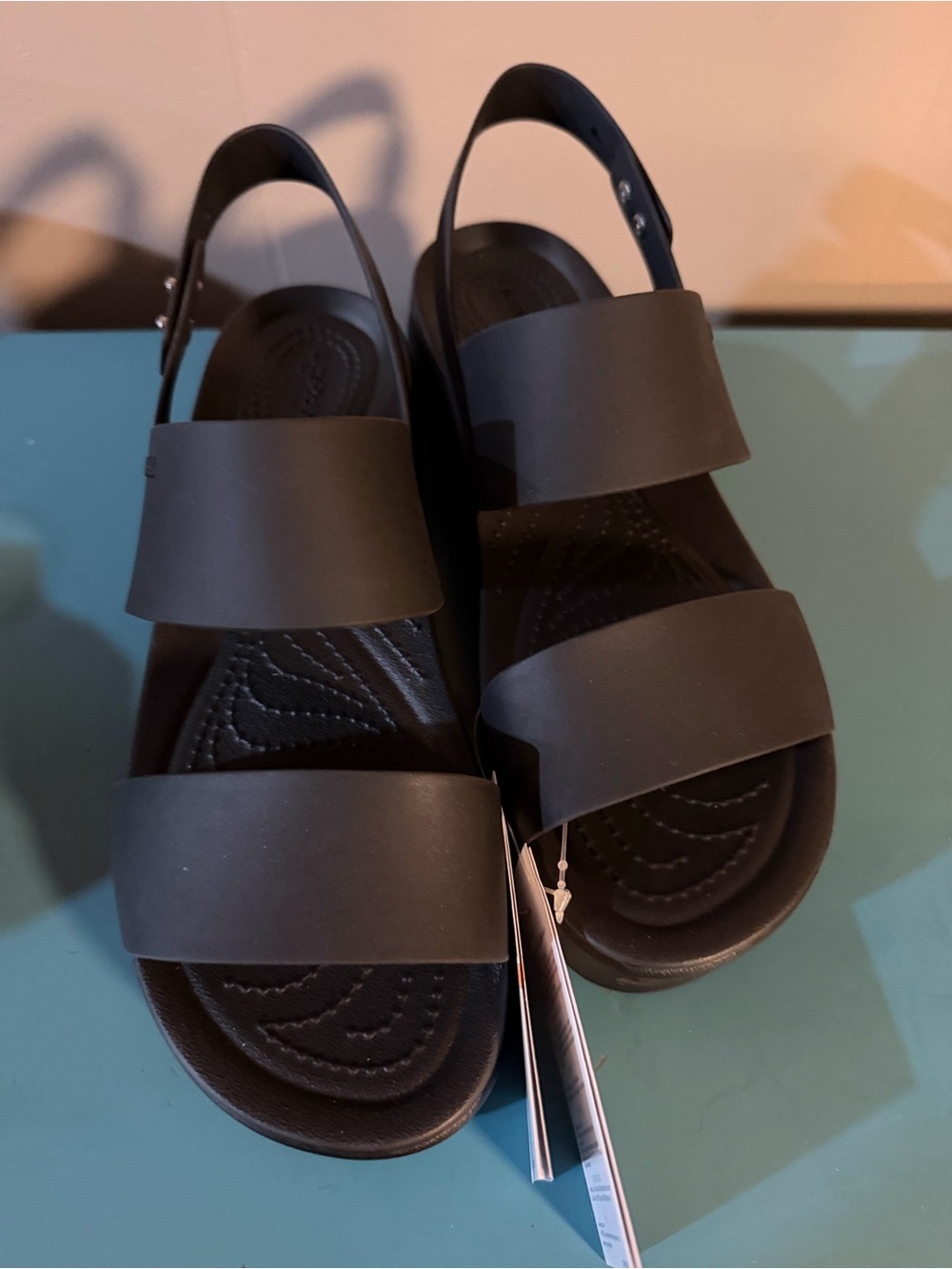 Crocs Women's Brooklyn Black Dual-Strap Slingback Sandals size 9W